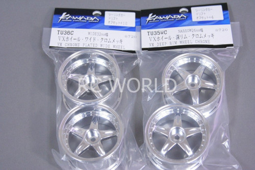 Kawada 1/10 Car Wheels 5 Star STAGGER CHROME SET OF 4