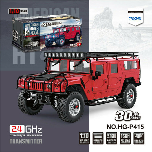 RC 1/10 HUMMER H1 4X4 SAFARI PACKAGE Truck Full Option 2-Speed + Sounds + LED *RTR* RED