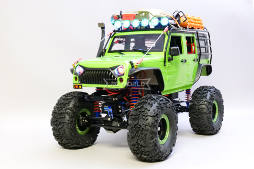 Custom Built 1/10 RC Jeep Wrangler Rubicon 2.2 Truck w/ LED 2- Speed + Sounds 11.1V *RTR* GREEN