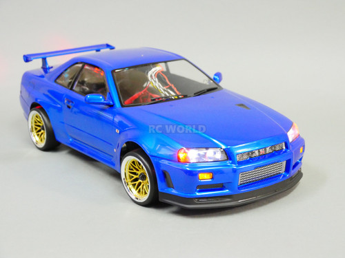 RC 1/10 NISSAN SKYLINE R34 Body Shell W/ LED Lights -BLUE-