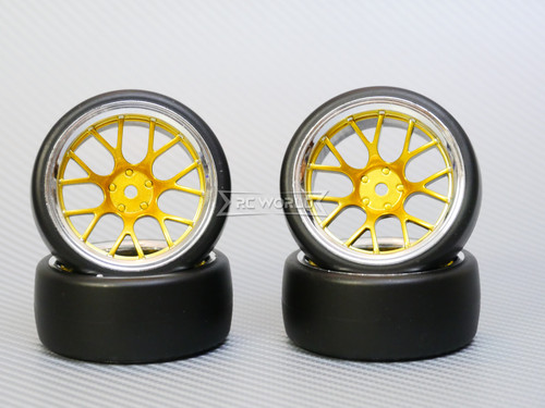 1/10 DRIFT Wheels 9MM Offset GOLD Web W/ Chrome LIP *4pcs*