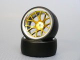 1/10 DRIFT Wheels 9MM Offset GOLD Web W/ Chrome LIP 