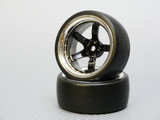 1/10 DRIFT Wheels 9MM Offset BLACK 5 Star  W/ Chrome LIP *4pcs*