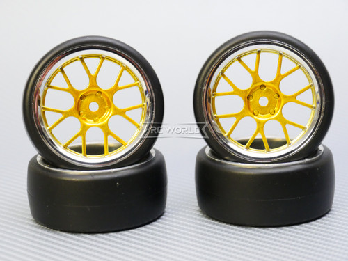 1/10 DRIFT Wheels 3MM Offset GOLD  Web W/ Chrome LIP *4pcs*