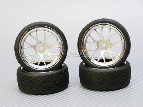 1/10 STREET Wheels 6MM Offset BLACK Web W/ Chrome LIP *4pcs*