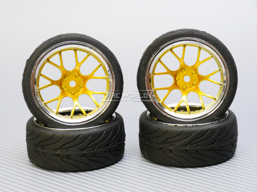 1/10 STREET Wheels 9MM Offset GOLD Web W/ Chrome LIP *4pcs*