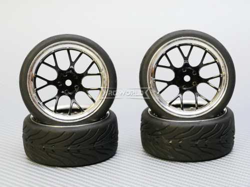 1/10 STREET Wheels 9MM Offset BLACK Web W/ Chrome LIP *4pcs*