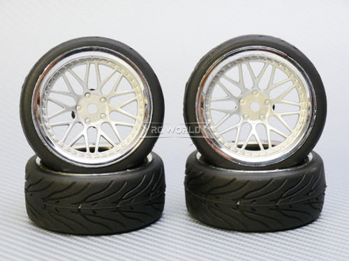 1/10 STREET Wheels 6MM Offset SILVER 3 Piece W/ Chrome LIP *4pcs*