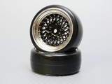 1/10 DRIFT WHEELS Vintage 3MM Offset BLACK Work Mesh W/ Chrome LIP *4pcs*