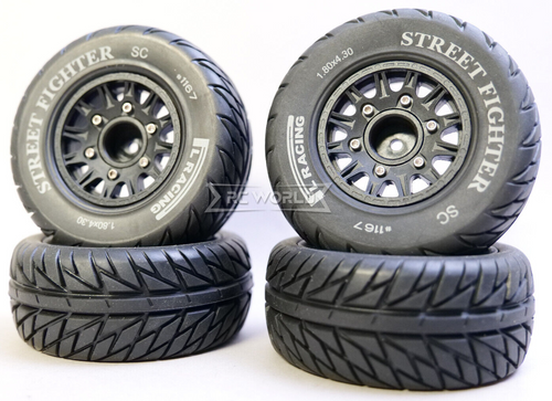 1/10 Short Course WHEELS + TIRES Street Tread 120mm (4pcs)