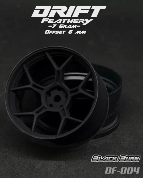 DS Racing 1/10 FEATHERY DRIFT RIMS 6MM -MATTE BLACK- (4PCS) DF-004