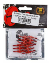 DS Racing 1/10 SCALE NUTS -LONG RED (24 PCS) #DEN-2RA