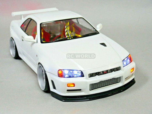 Custom RC 1/10 Drift NISSAN SKYLINE R34 AWD Belt CAR -WHITE- RTR