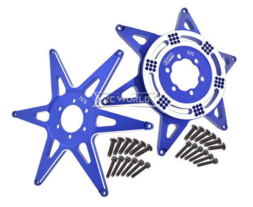 For 1/4 Losi Promoto Bike FRONT + REAR WHEEL Cover Metal Upgrade #MX0606FR -BLUE-