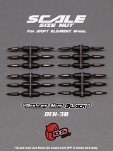 DS Racing 1/10 SCALE NUTS -BULLET BLACK (24 PCS) #DEN-3B