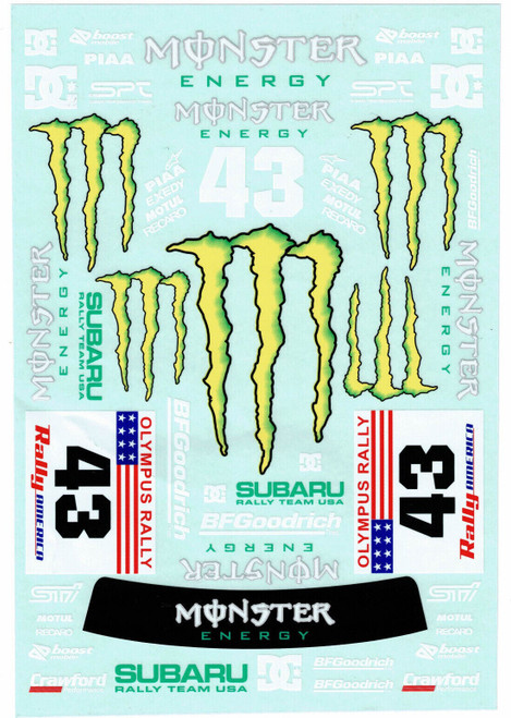 1/10 DECALS Stickers Subaru Monster Energy DC 