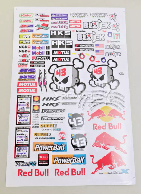 RC 1/10 DECAL Stickers KEN BLOCK Red Bull Vinyl Sheet