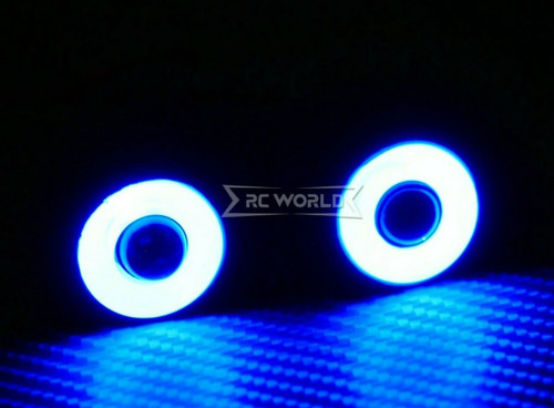 RC LED Head Lights HALO Rings Angel Eye LARGE 22mm BLUE Halo w/ WHITE Center