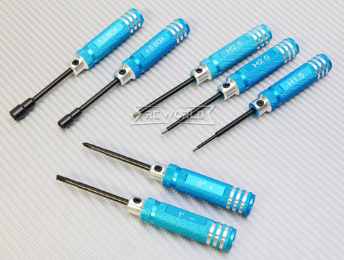 RC Mini TOOL Set 7 PCS Hex Driver Set Lightweight - BLUE -