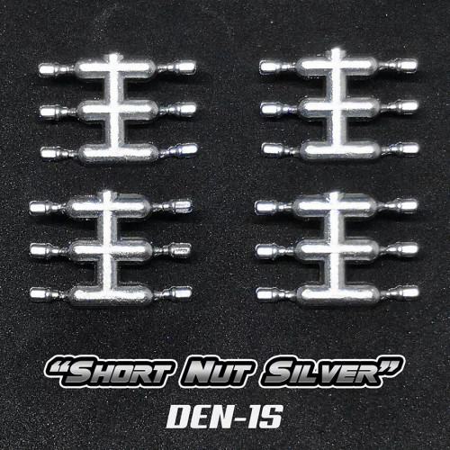 DS Racing 1/10 SCALE NUTS -SHORT SILVER (24 PCS) #DEN-1S