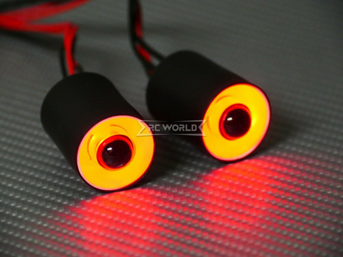 RC LED Head Lights HALO Rings Angel Eye LARGE 22mm RED Halo w/ WHITE Center