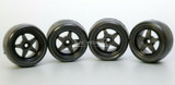 Kawada 1/12 Car Wheels 5 STAR BLACK Narrow W/ SLICKS Tires SET (4PCS) 