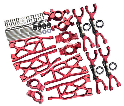 GPM For Traxxas X-Maxx METAL UPGRADE SET Arms, Knuckles, Hubs #TXM100 -RED-