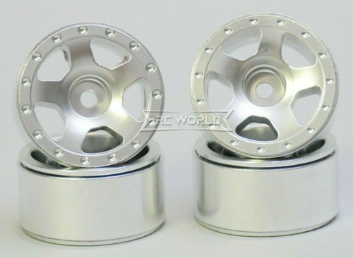 For Axial SCX24 1/24 METAL WHEELS RIMS Beadlock Aluminum 27mm (4) pcs SILVER