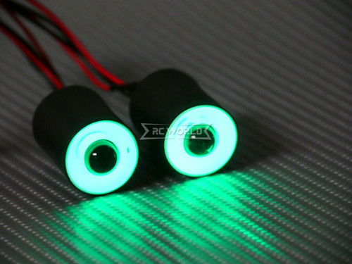 RC LED Head Lights HALO Rings Angel Eye LARGE 22mm GREEN Halo w/ WHITE Center