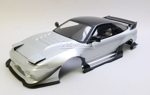 RC 1/10 BODY Shell NISSAN 180SX Wisteria w/ Pop Up Lights *FINISHED* -SILVER-