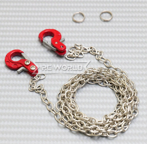 1/10 Scale METAL CHAIN W/ LATCH Hook SILVER Chain 36" Long -RED-