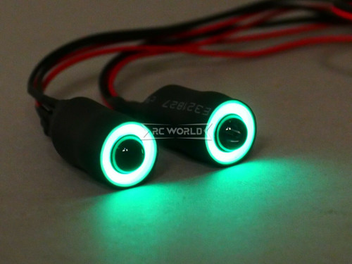 LED Lights GREEN Halo Angel Eyes 13mm Headlights White Center 