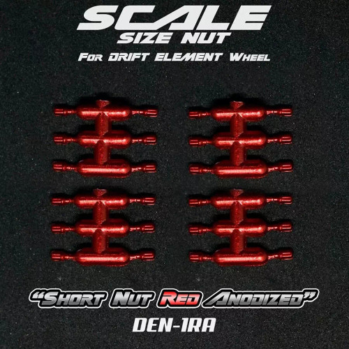 DS Racing 1/10 SCALE NUTS -SHORT RED (24 PCS) #DEN-1RA