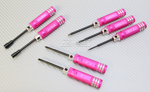 RC Mini TOOL Set 7 PCS Hex Driver Set Lightweight - PINK -