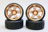 RC 1/10 Street WHEELS TIRES 3MM Offset GOLD 5 STAR BURST