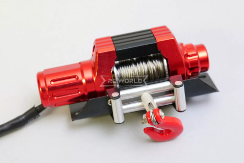 RC 1/10 Scale ELECTRIC WINCH W/ External SWITCH Metal For Trucks -RED-