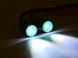 LED Lights GREEN Halo Angel Eyes 13mm Headlights White Center 