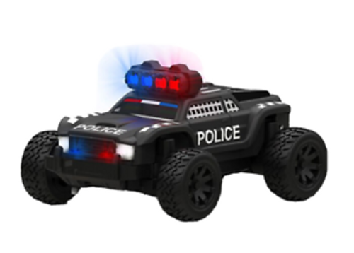 RC 1/76 Micro TRUCK POLICE Off-Road w/ LED Lights -BLACK-