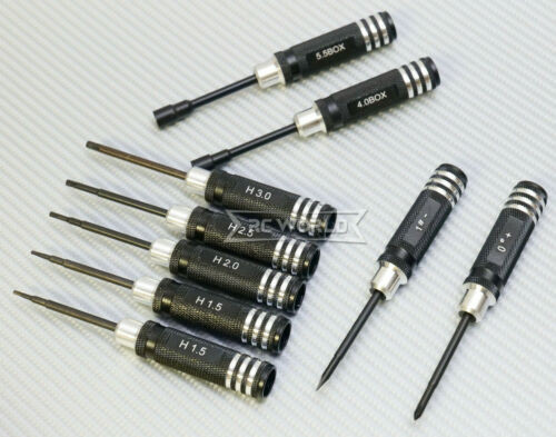 RC Mini Z TOOL Set 9 PCS Hex, Screw Driver, Socket Tools Lightweight - BLACK -
