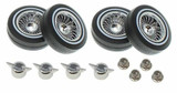 1/10 LOW RIDER White Wall RIMS + TIRES W Nut Covers (4PCS) Set -SILVER CHROME- 